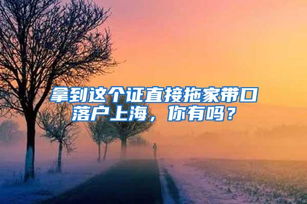 拿到这个证直接拖家带口落户上海，你有吗？