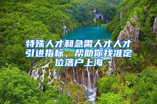特殊人才和急需人才人才引进指标，帮助你找准定位落户上海
