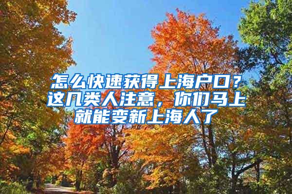 怎么快速获得上海户口？这几类人注意，你们马上就能变新上海人了