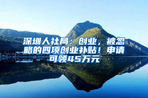 深圳人社局：创业，被忽略的四项创业补贴！申请可领45万元