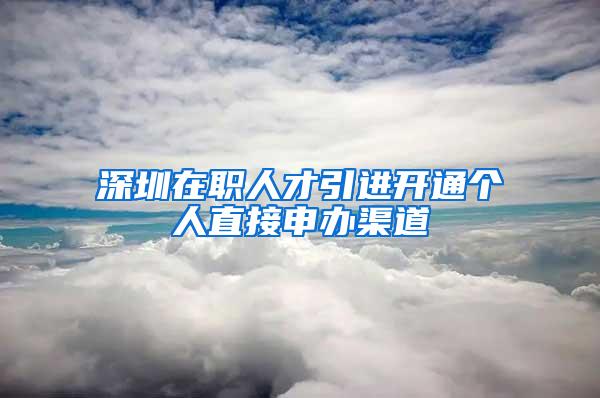 深圳在职人才引进开通个人直接申办渠道