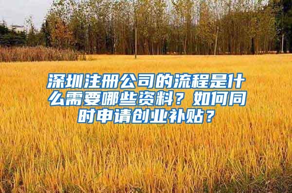 深圳注册公司的流程是什么需要哪些资料？如何同时申请创业补贴？
