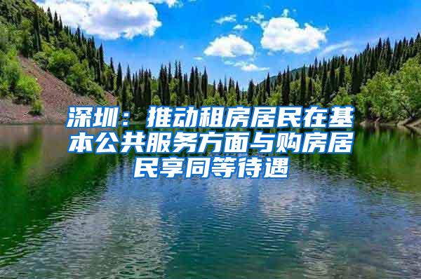 深圳：推动租房居民在基本公共服务方面与购房居民享同等待遇