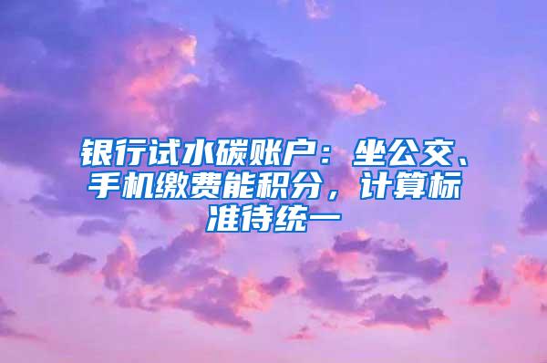 银行试水碳账户：坐公交、手机缴费能积分，计算标准待统一