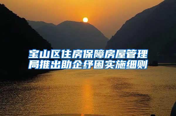 宝山区住房保障房屋管理局推出助企纾困实施细则