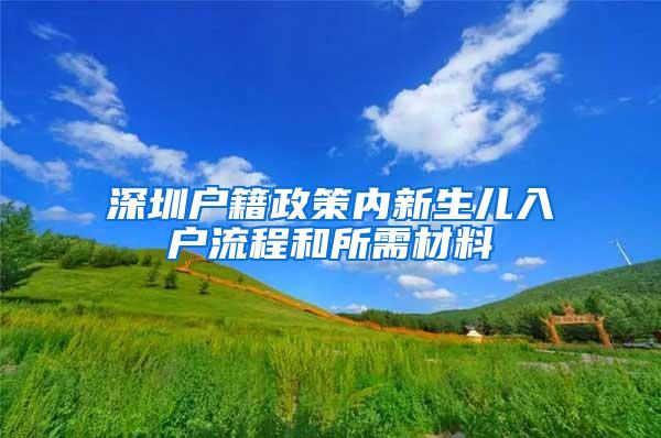 深圳户籍政策内新生儿入户流程和所需材料