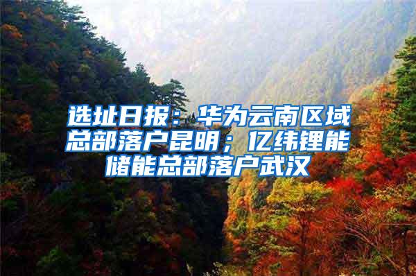 选址日报：华为云南区域总部落户昆明；亿纬锂能储能总部落户武汉