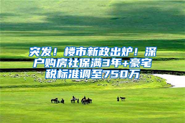 突发！楼市新政出炉！深户购房社保满3年+豪宅税标准调至750万