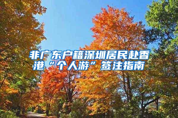 非广东户籍深圳居民赴香港“个人游”签注指南