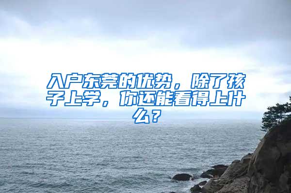 入户东莞的优势，除了孩子上学，你还能看得上什么？