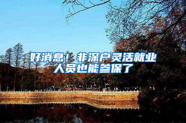 好消息！非深户灵活就业人员也能参保了