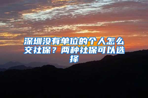 深圳没有单位的个人怎么交社保？两种社保可以选择