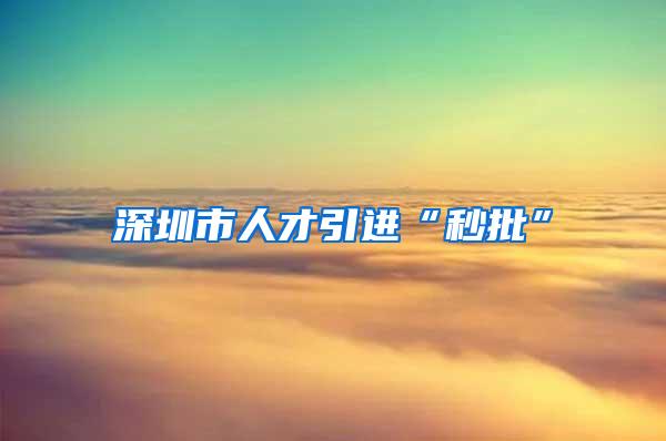 深圳市人才引进“秒批”