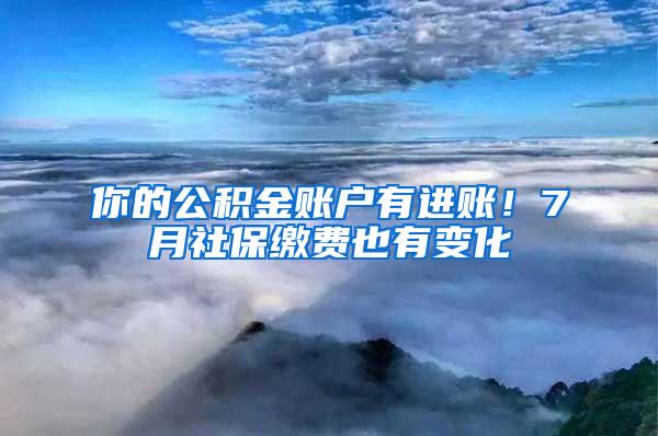 你的公积金账户有进账！7月社保缴费也有变化
