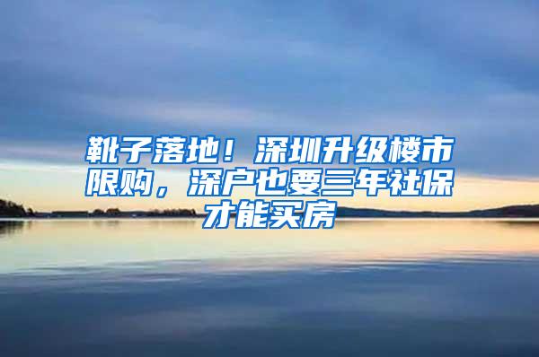 靴子落地！深圳升级楼市限购，深户也要三年社保才能买房