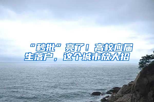 “秒批”亮了！高校应届生落户，这个城市放大招