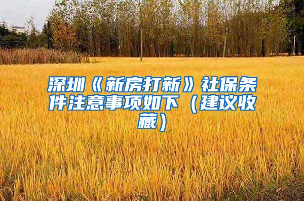 深圳《新房打新》社保条件注意事项如下（建议收藏）