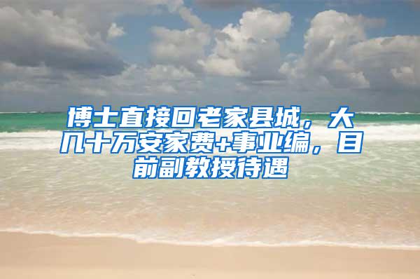 博士直接回老家县城，大几十万安家费+事业编，目前副教授待遇
