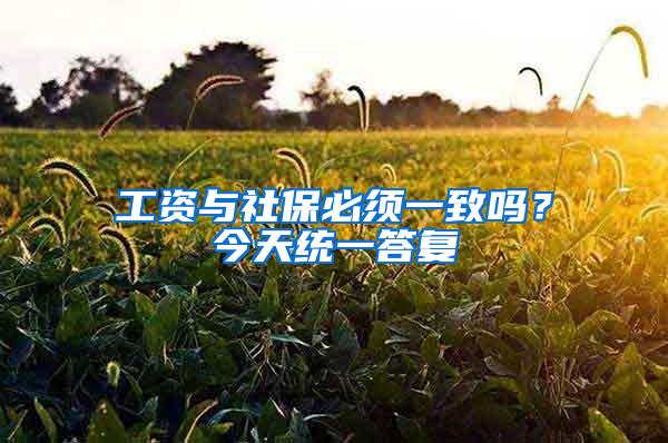 工资与社保必须一致吗？今天统一答复