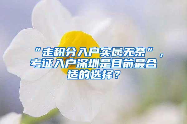 “走积分入户实属无奈”，考证入户深圳是目前最合适的选择？