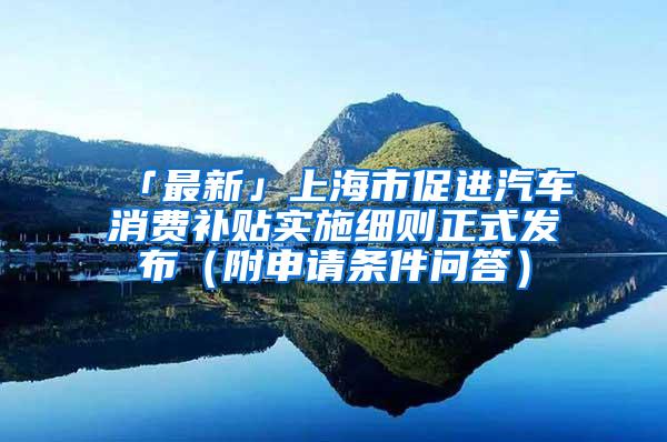 「最新」上海市促进汽车消费补贴实施细则正式发布（附申请条件问答）