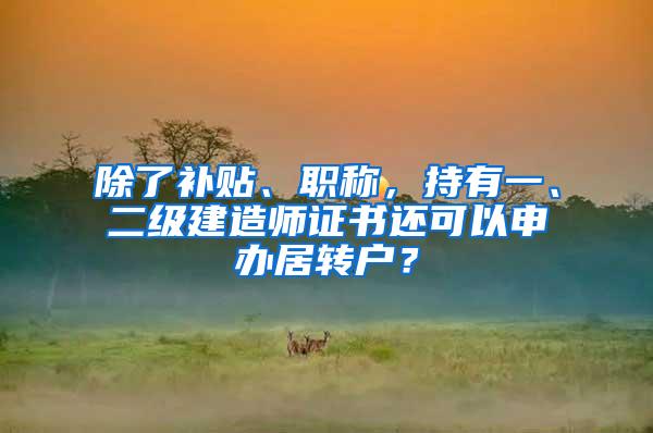 除了补贴、职称，持有一、二级建造师证书还可以申办居转户？