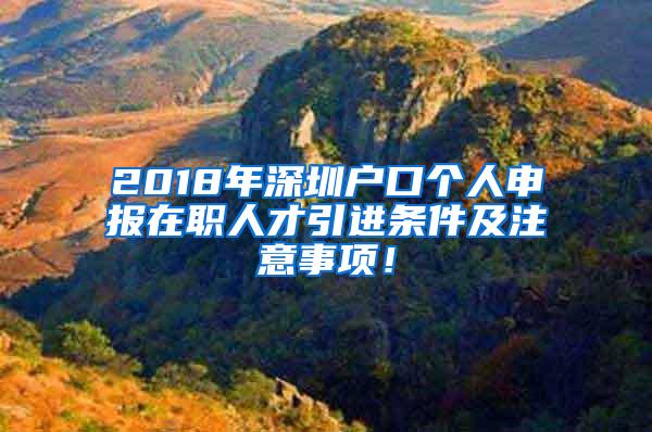 2018年深圳户口个人申报在职人才引进条件及注意事项！