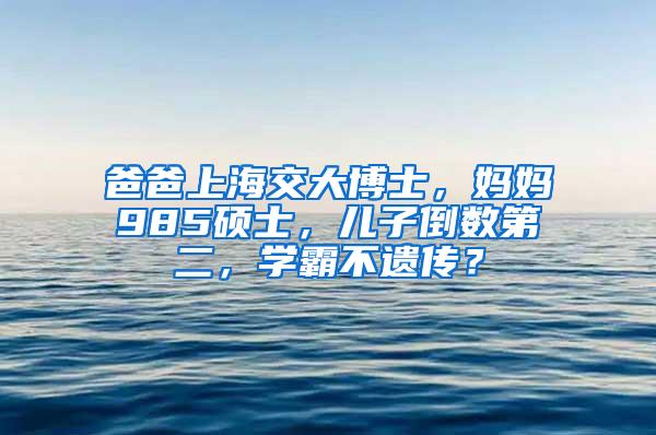 爸爸上海交大博士，妈妈985硕士，儿子倒数第二，学霸不遗传？