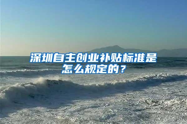 深圳自主创业补贴标准是怎么规定的？