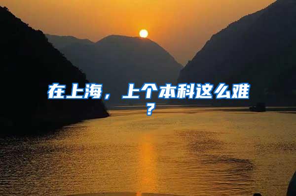 在上海，上个本科这么难？