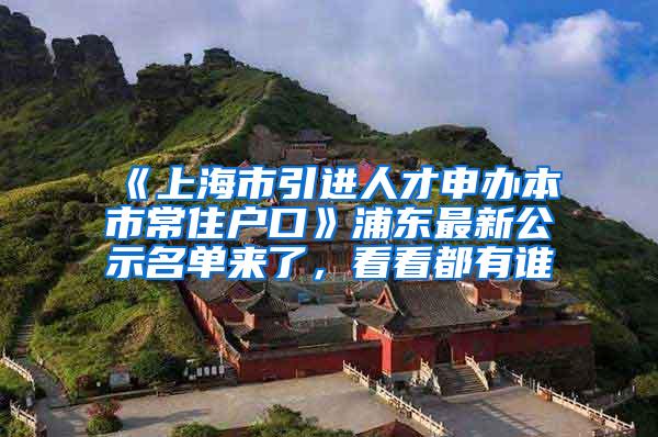 《上海市引进人才申办本市常住户口》浦东最新公示名单来了，看看都有谁