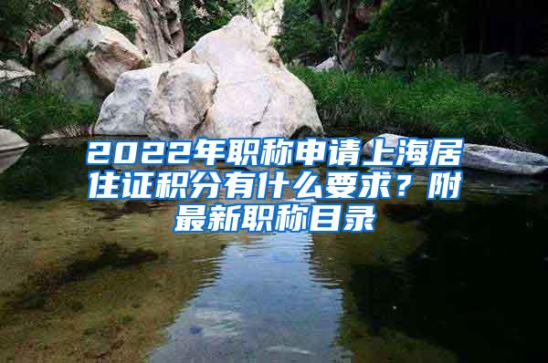2022年职称申请上海居住证积分有什么要求？附最新职称目录