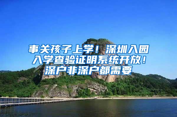 事关孩子上学！深圳入园入学查验证明系统开放！深户非深户都需要