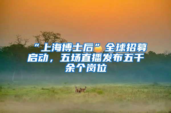 “上海博士后”全球招募启动，五场直播发布五千余个岗位