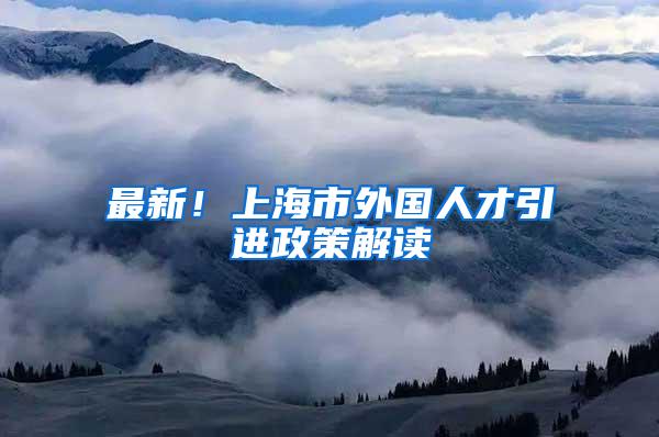 最新！上海市外国人才引进政策解读
