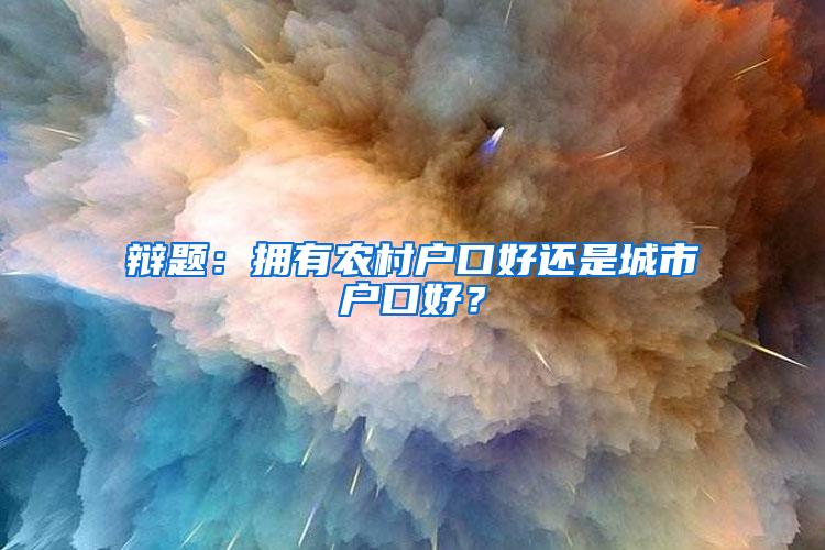 辩题：拥有农村户口好还是城市户口好？
