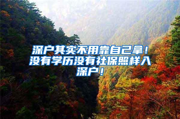 深户其实不用靠自己拿！没有学历没有社保照样入深户！