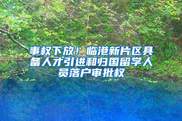 事权下放！临港新片区具备人才引进和归国留学人员落户审批权