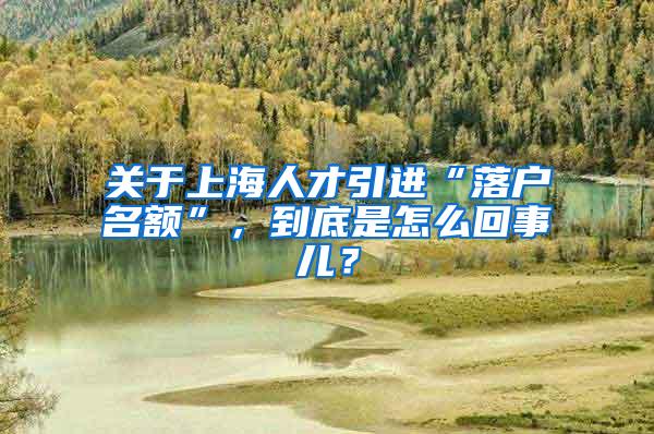 关于上海人才引进“落户名额”，到底是怎么回事儿？