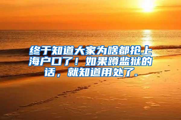 终于知道大家为啥都抢上海户口了！如果蹲监狱的话，就知道用处了.