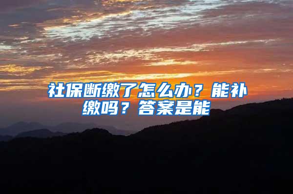 社保断缴了怎么办？能补缴吗？答案是能