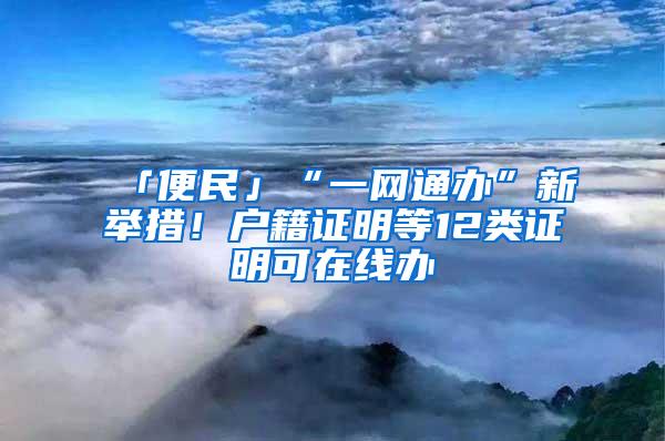 「便民」“一网通办”新举措！户籍证明等12类证明可在线办