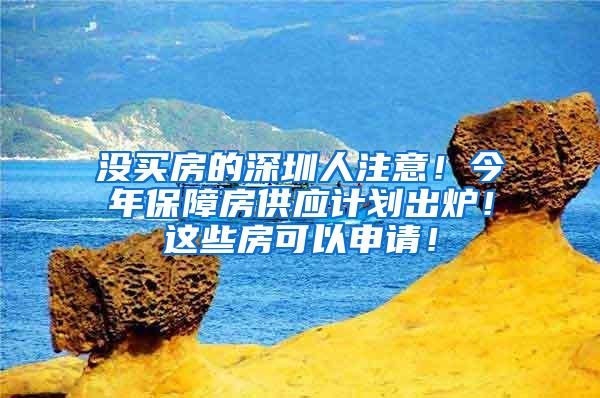 没买房的深圳人注意！今年保障房供应计划出炉！这些房可以申请！