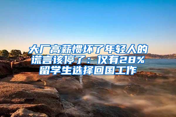 大厂高薪惯坏了年轻人的谎言该停了：仅有28%留学生选择回国工作