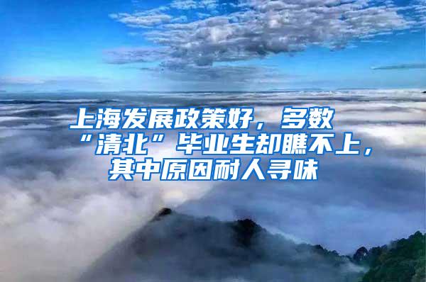 上海发展政策好，多数“清北”毕业生却瞧不上，其中原因耐人寻味