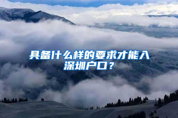 具备什么样的要求才能入深圳户口？