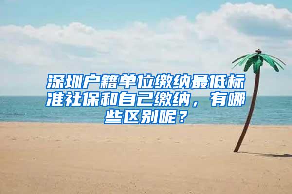 深圳户籍单位缴纳最低标准社保和自己缴纳，有哪些区别呢？