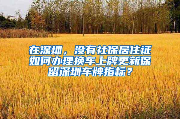 在深圳，没有社保居住证如何办理换车上牌更新保留深圳车牌指标？