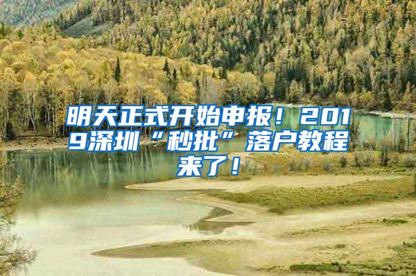 明天正式开始申报！2019深圳“秒批”落户教程来了！