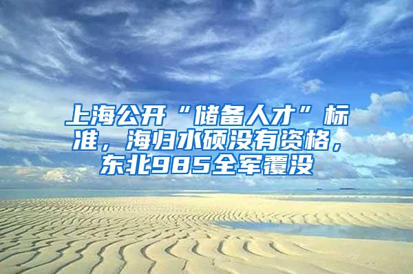 上海公开“储备人才”标准，海归水硕没有资格，东北985全军覆没